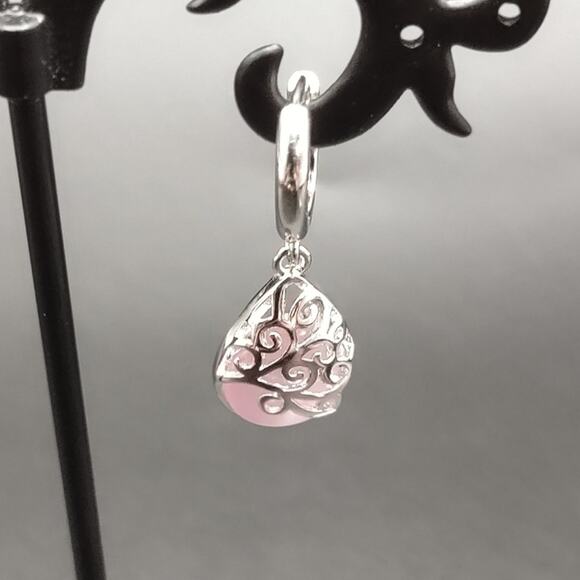 925 Sterling Silver Pink Opal Teardrop Earrings Anniversary Birthday BOHO Gift - Picture 5 of 6